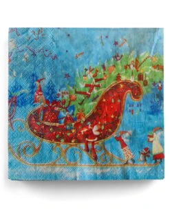 Servietten Mit Weihnachtschlitten-Motiv