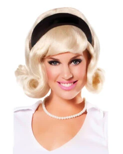 50s Perücke Mit Haarband Blond