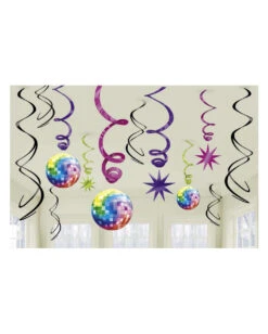 70er Jahre Disco Spiralen Deko 12 Tlg.