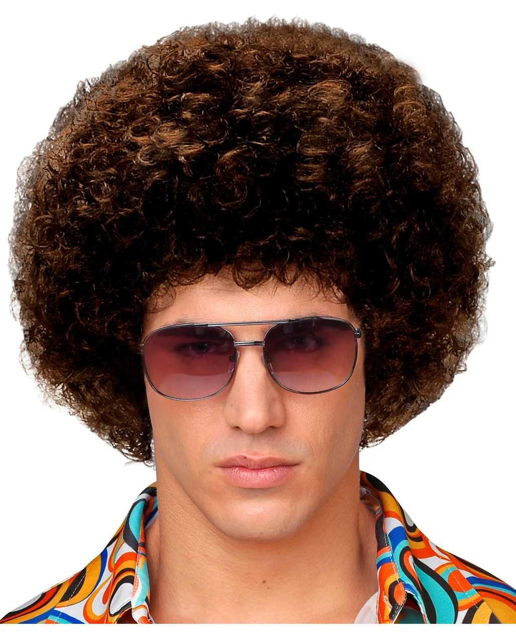 Afro Perücke Medium Braun 3 Afro Perücke Medium Braun – Bild 3