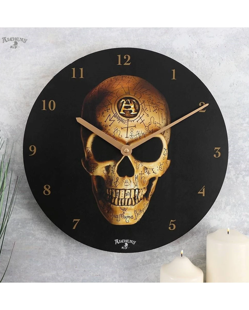 Alchemy Omega Totenkopf Uhr 34cm 2 Alchemy Omega Totenkopf Uhr 34cm – Bild 2