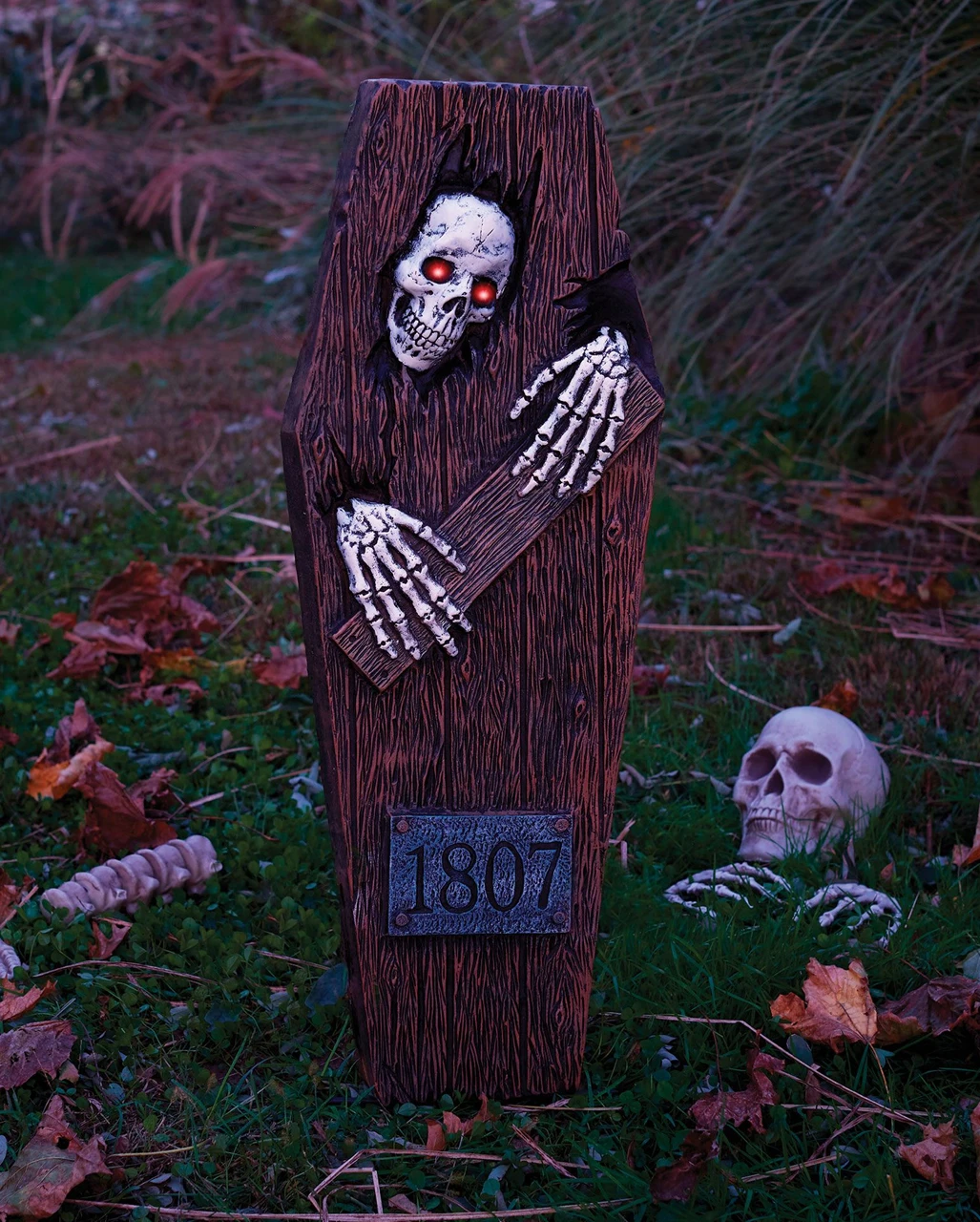 Ausbrechendes Skelett Im Sarg Mit LED Augen 2 Ausbrechendes Skelett Im Sarg Mit LED Augen – Bild 2