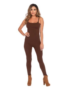 Basic Catsuit Braun Mit Dünnen Trägern