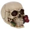 Beiger Totenkopf Mit Roter Rose 15cm