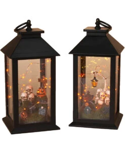 Beleuchtete Halloween Laterne Friedhof Szenario