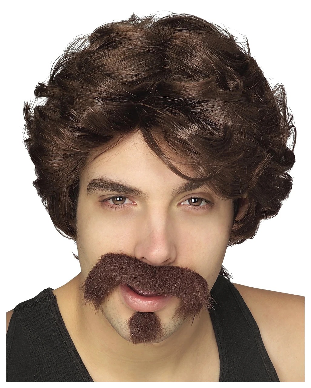 Braune 80er Jahre Perücke Mit Bart 1 Braune 80er Jahre Perücke Mit Bart
