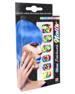 Bunte Neon 80er Jahre Fingernägel 12 St. -Schattenfest Verkäufe bunte neon fingernaegel 80er jahre fingernaegel techno fingernaegel neoan patchwork fingernails 36711 03