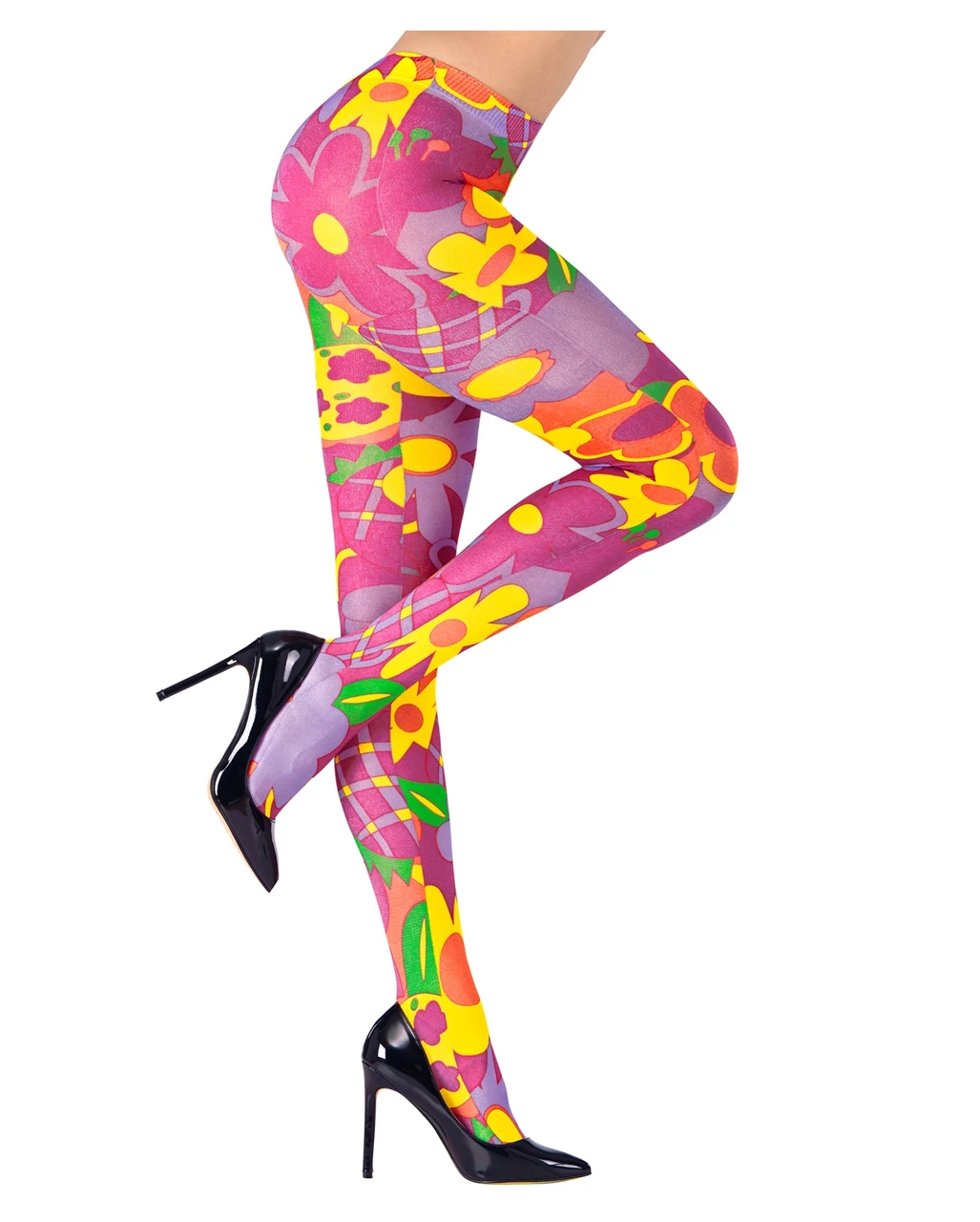 Bunte Flowerpower Hippie Strumpfhose 1 Bunte Flowerpower Hippie Strumpfhose