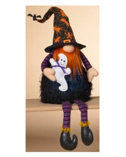 Leuchtender Halloween Gnom Kantenhocker Mit Geist 75cm -Schattenfest Verkäufe bunter halloween gnom kantenhocker leuchtend 75cm multi color led lighted plush halloween gnome shelf sitter 54264 2