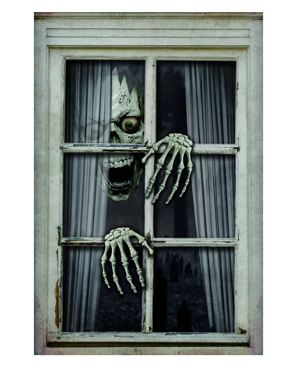 Creepy Totenschädel Halloween Fensterdeko 1 Creepy Totenschädel Halloween Fensterdeko