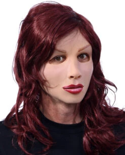 Frauenmaske Aus Latex Mit Langhaarperücke -Schattenfest Verkäufe cross dresser frauen maske mit langen roten haaren weibliche puppen maske lady boy mask 26370 03