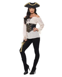 Deluxe Piratenbluse Mit Corsage -Schattenfest Verkäufe deluxe piratenbluse mit spitze fuer damen seeraeuber braut kostuembluse piratin kostuemzubehoer 35802 3