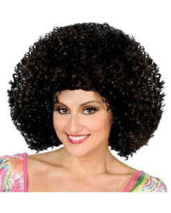 Disco Afro Perücke Schwarz/braun