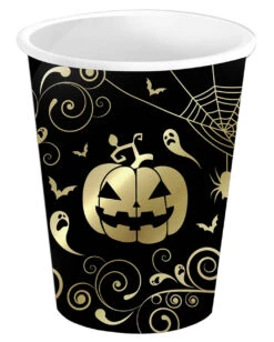 Elegante Halloween Kürbis Pappbecher 6 St.