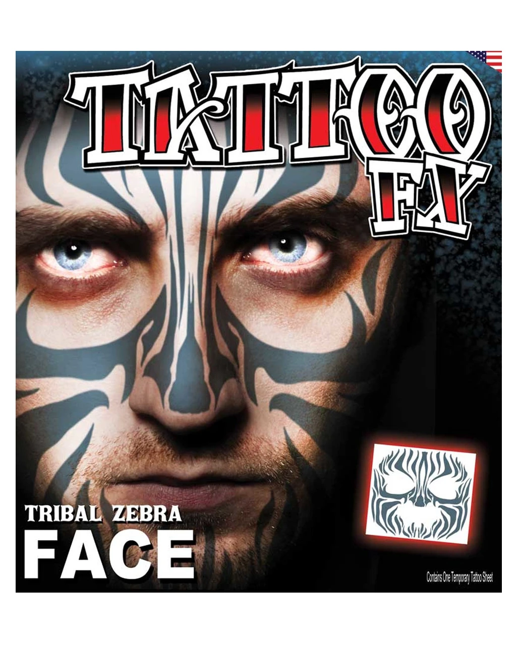 Face Tattoo Tribal Zebra 2 Face Tattoo Tribal Zebra – Bild 2