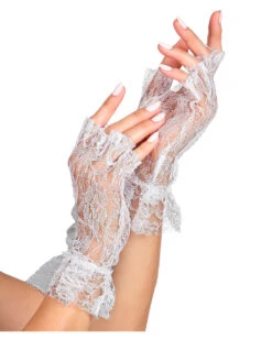 Fingerlose Spitzen-Handschuhe Weiß