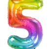 Folienballon Zahl 5 Regenbogen