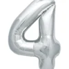Folienballon Zahl 4 Silber