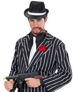 Gangster Hut Mit Weißem Hutband -Schattenfest Verkäufe gangster hut mit weissem hutband mafia hut gangster hat 20er jahre kostuemzubehoer 29353 3