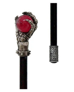 Gehstock Mit Skeletthand & Roter Glaskugel