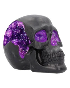 Geode Totenkopf Mit Violettem Gothic Glitzer
