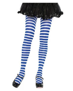 Gestreifte Strumpfhose Blau-weiß