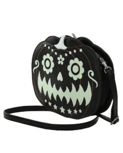Glow In The Dark Jack O'Lantern Kürbis Handtasche 7 Glow In The Dark Jack O'Lantern Kürbis Handtasche -Schattenfest Verkäufe glow in the dark jack o lantern kuerbis handtasche jack o lantern cross body bag halloween und horror merchandise 53444 5