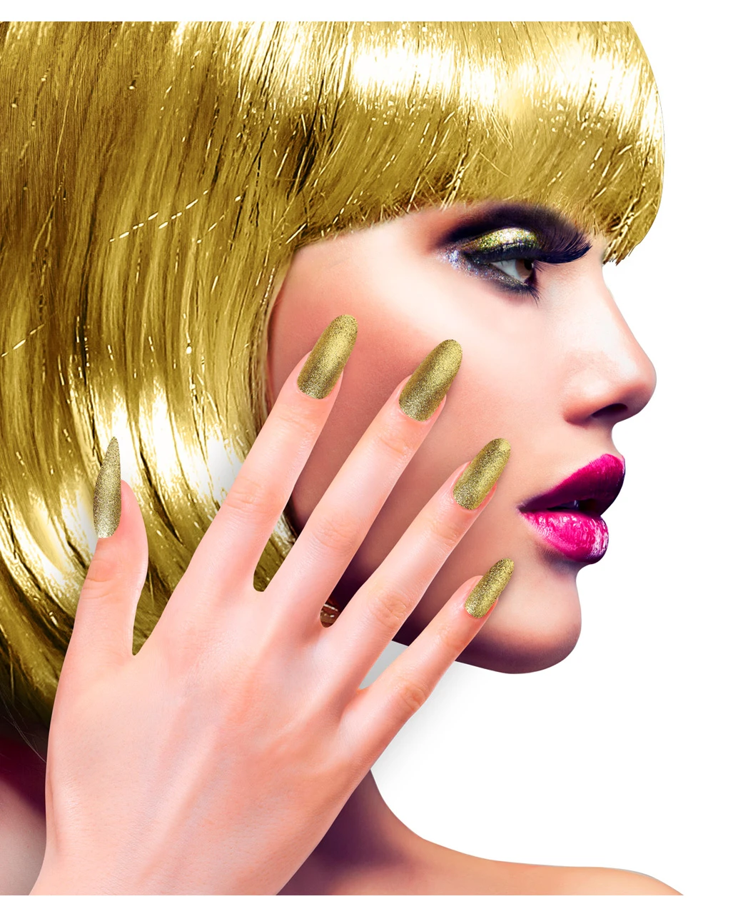 Glitzer Fingernägel Gold 12 St. 1 Glitzer Fingernägel Gold 12 St.