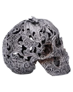 Gravierter Drakos Totenkopf Mit Drachenmotiv 19,5cm -Schattenfest Verkäufe gravierter drakos totenkopf mit drachenmotiv engraved drakos dragon skull gothic deko 54581 04