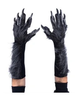 Graue Werwolf Handschuhe Mit Kunstfell Deluxe