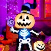 Halloween Kürbis Skelett Deko Aufblasfigur 180 Cm