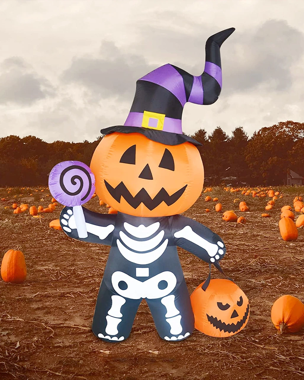 Halloween Kürbis Skelett Deko Aufblasfigur 180 Cm 2 Halloween Kürbis Skelett Deko Aufblasfigur 180 Cm – Bild 2