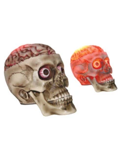 Halloween Totenkopf Mit Bloody LED Brain 19cm
