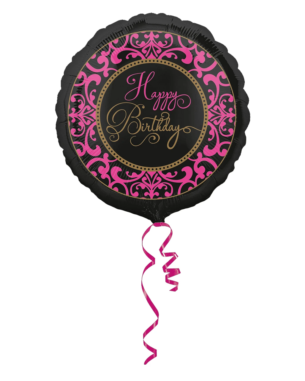 Happy Birthday Folienballon Schwarz-pink 43cm 1 Happy Birthday Folienballon Schwarz-pink 43cm
