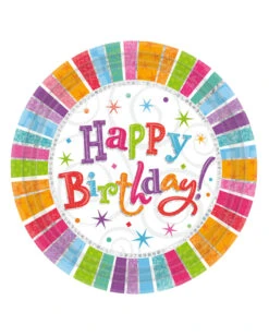 Happy Birthday Pappteller Sterne 8 St.