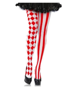 Harlekin Strumpfhose Rot-weiß