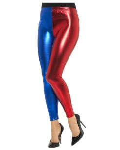 Harlekin Cosplay Leggings Rot/blau