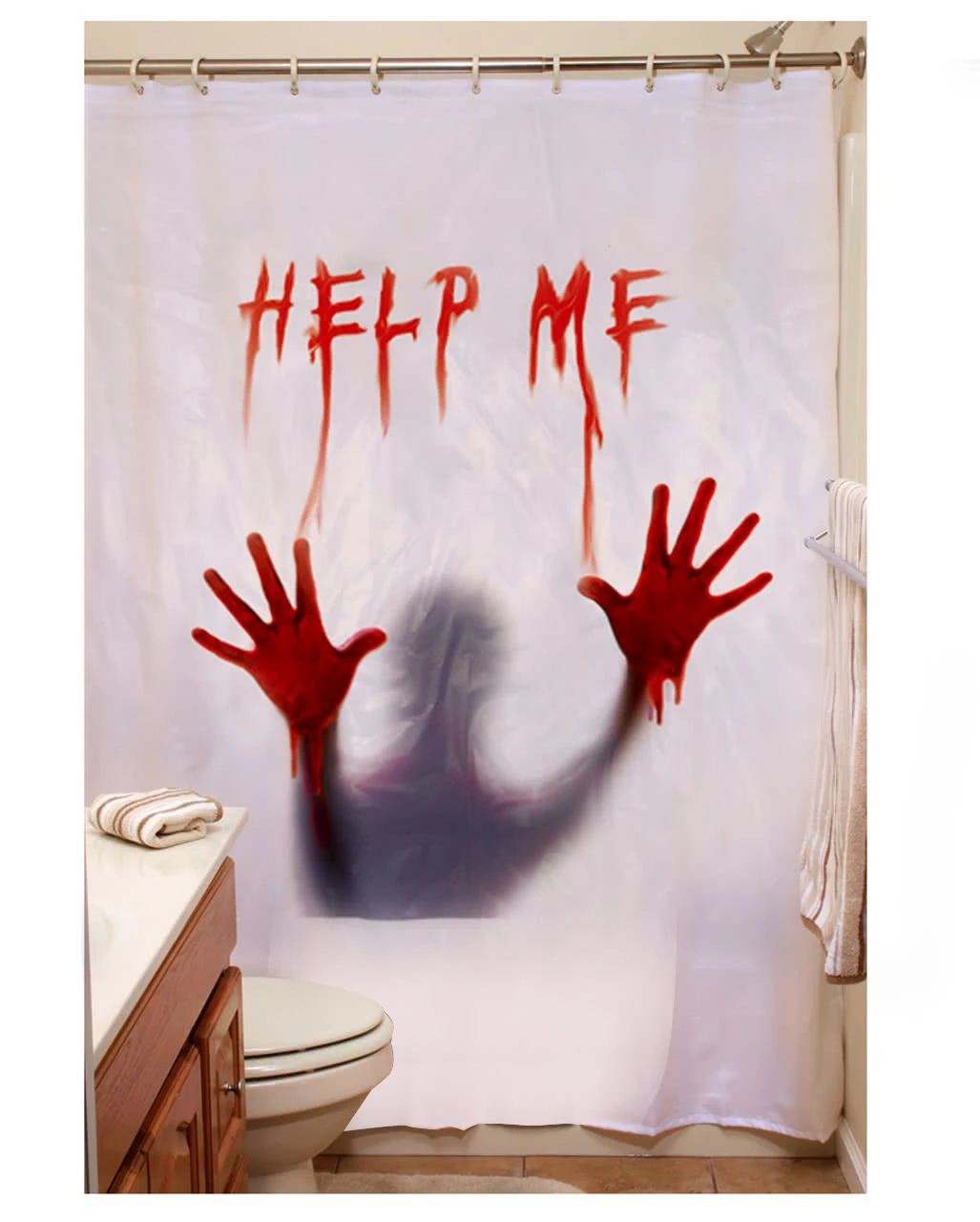 Duschvorhang Help Me 1 Duschvorhang Help Me