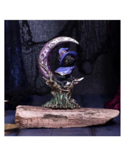 Hexenkätzchen Mit Violetter Mondsichel 18,5cm -Schattenfest Verkäufe hexenkatzchen mit violetter mondsichel black cat with purple crescent moon halloween dekoration 50845 06