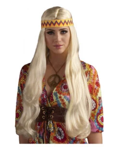 Hippie Perücke Mit Haarband Blond