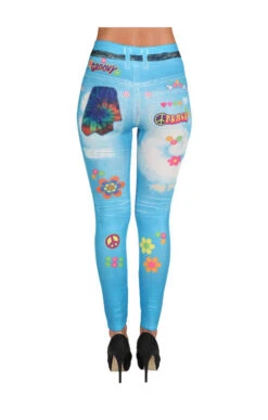 Hippie Leggings Blau Mit Druck 5 Hippie Leggings Blau Mit Druck -Schattenfest Verkäufe hippie leggings blau mit druck blaue stretch hose back 8802025