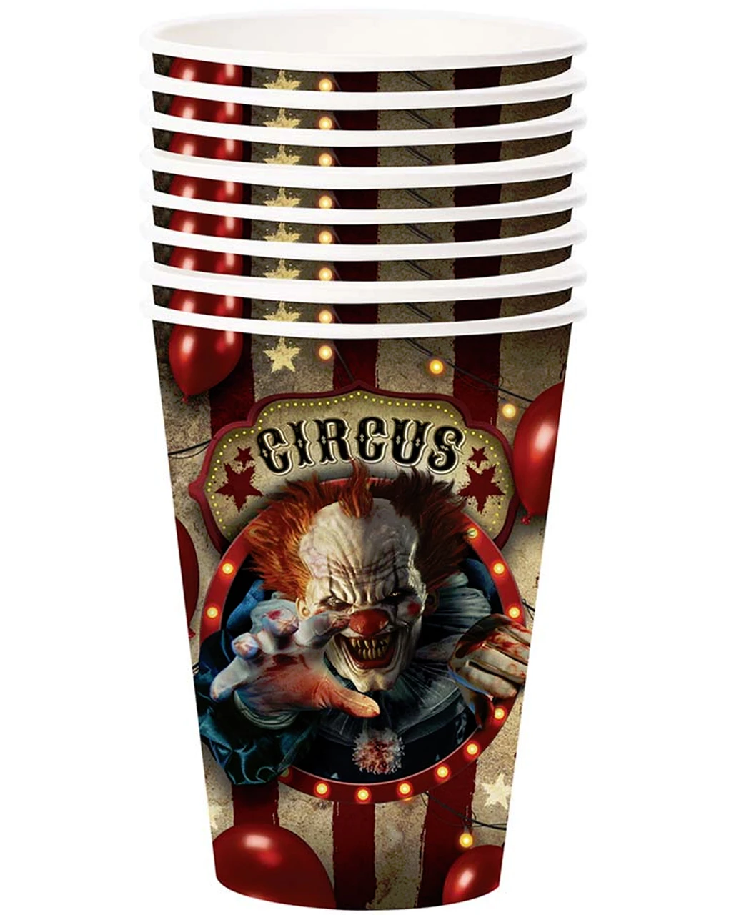Horrorclown Circus Pappbecher Groß 6 St. 3 Horrorclown Circus Pappbecher Groß 6 St. – Bild 3