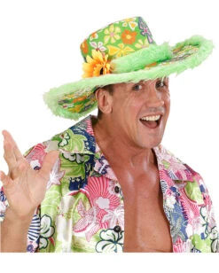 Ibiza Hut Mit Plüsch Grün -Schattenfest Verkäufe ibiza hut mit pluesch gruen hippie hut faschingshut karnevalshut 29359 3