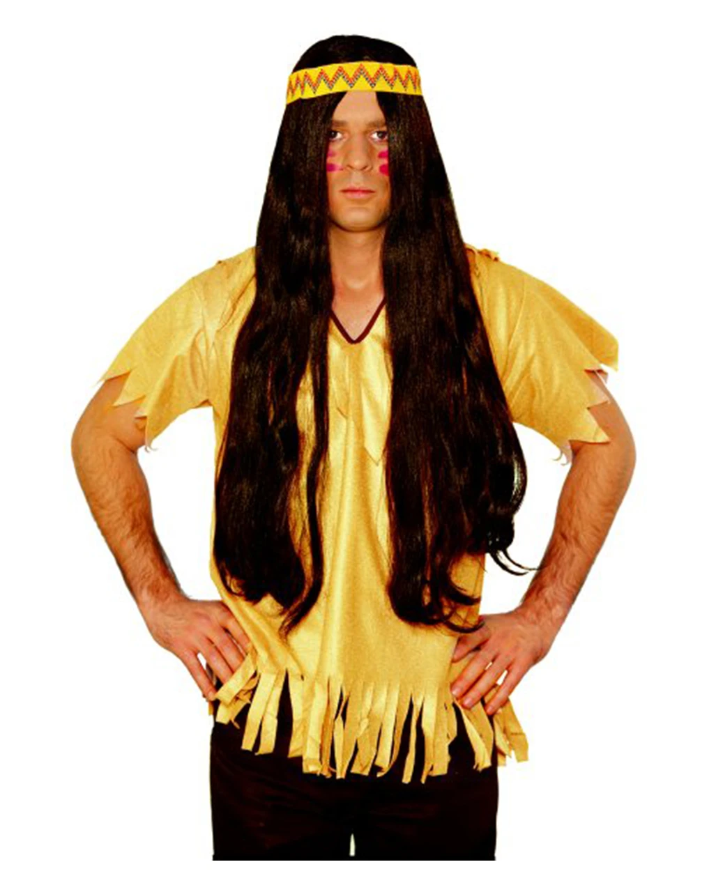 Indianer Perücke Mit Haarband Braun 1 Indianer Perücke Mit Haarband Braun