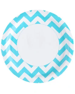 Karibik Blaue Zick-Zack Pappteller 8 St.