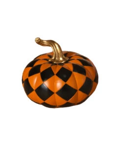 Karierter Halloween Kürbis Orange-schwarz