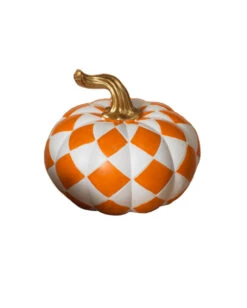 Karierter Halloween Kürbis Weiß-orange