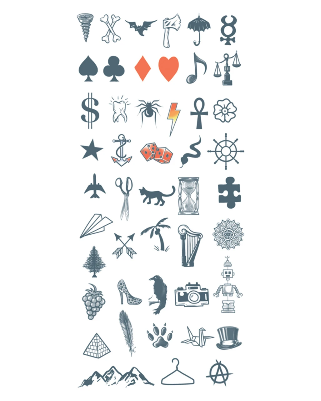 Klebetattoo Set Für Die Finger - Symbole 1 Klebetattoo Set Für Die Finger - Symbole