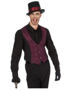 Elegante Herrenweste Schwarz-Bordeaux -Schattenfest Verkäufe kostuem weste teufel kostuem weste cowboy kostuemzubehoer fasching karnevalsweste 36484 05