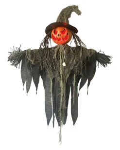 Kürbis Vogelscheuche Mit LED Hängefigur 90cm